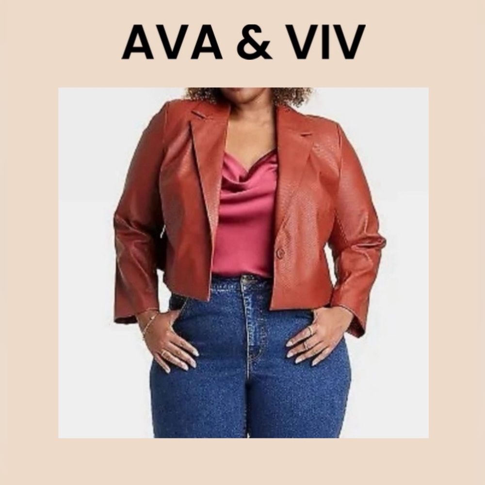 COPY - Women’s Faux Leather Cropped Blazer Jacket Size 4X NWT